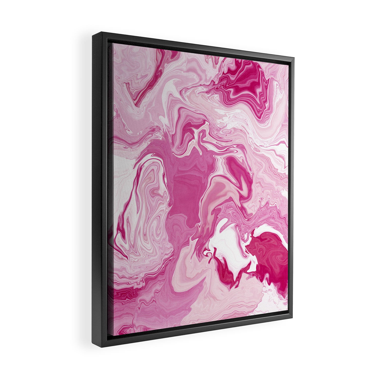 Pink White Marble Like Artwork Liquid Swirl Art Framed Canvas Print Gallery Image 2