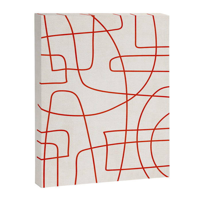 Red Line Art Abstract Minimalist Artwork Canvas Print Gallery Image 1