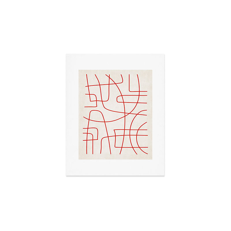 Red Line Art Abstract Minimalist Artwork Art Print Gallery Image 1