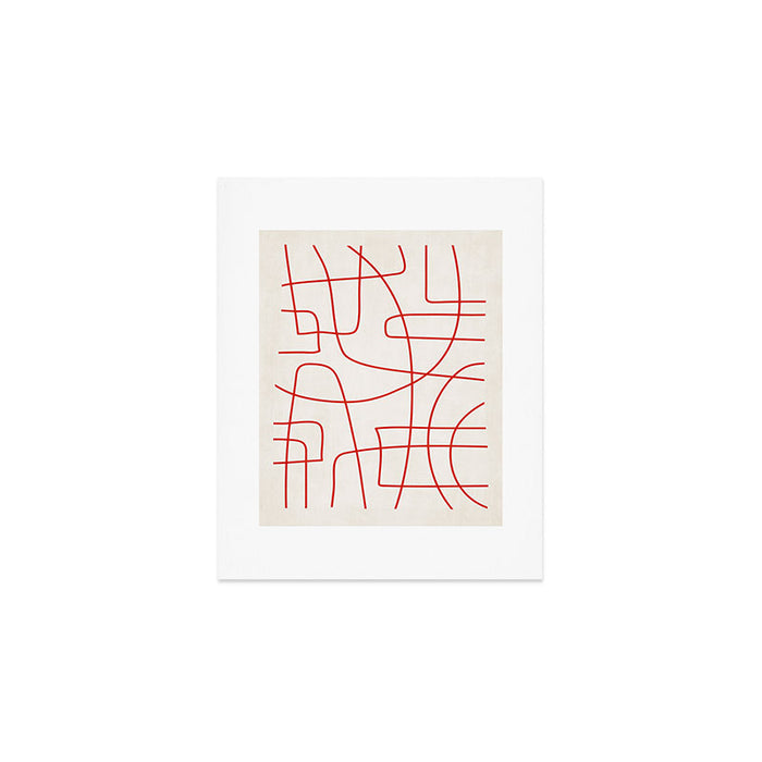 Red Line Art Abstract Minimalist Artwork Art Print Gallery Image 1