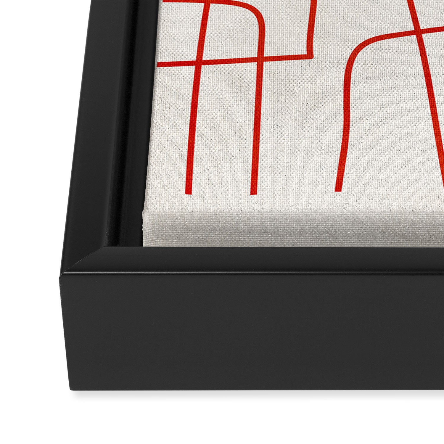 Red Line Art Abstract Minimalist Artwork Framed Canvas Print Gallery Image 3