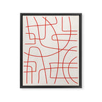 Red Line Art Abstract Minimalist Artwork Framed Canvas Print Gallery Image 6
