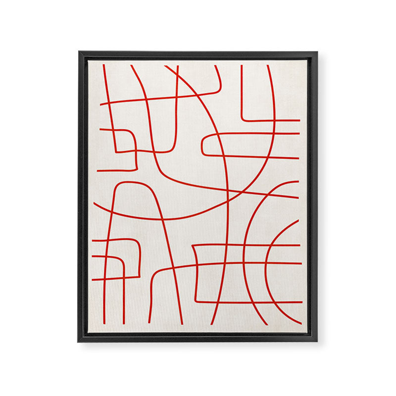 Red Line Art Abstract Minimalist Artwork Framed Canvas Print Gallery Image 6