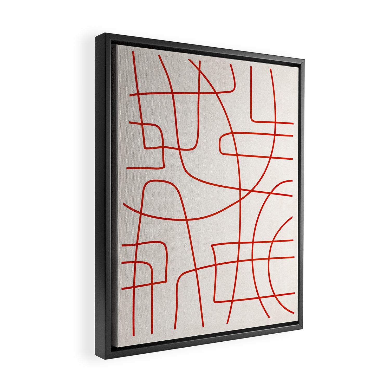 Red Line Art Abstract Minimalist Artwork Framed Canvas Print Gallery Image 2