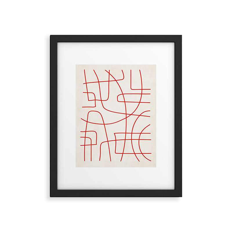 Red Line Art Abstract Minimalist Artwork Framed Art Print Gallery Image 5