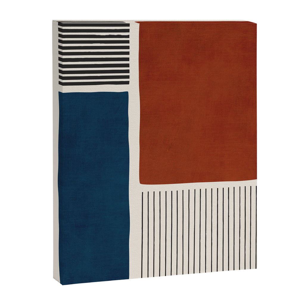 Red Rust Navy Blue Black Lines Canvas Print Gallery Image 6