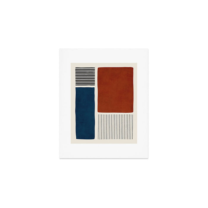 Red Rust Navy Blue Black Lines Art Print Gallery Image 1