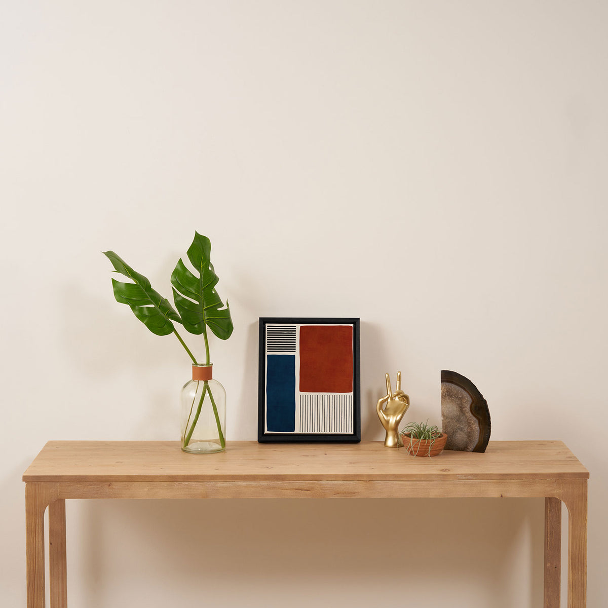 Red Rust Navy Blue Black Lines Framed Canvas Print Gallery Image 4