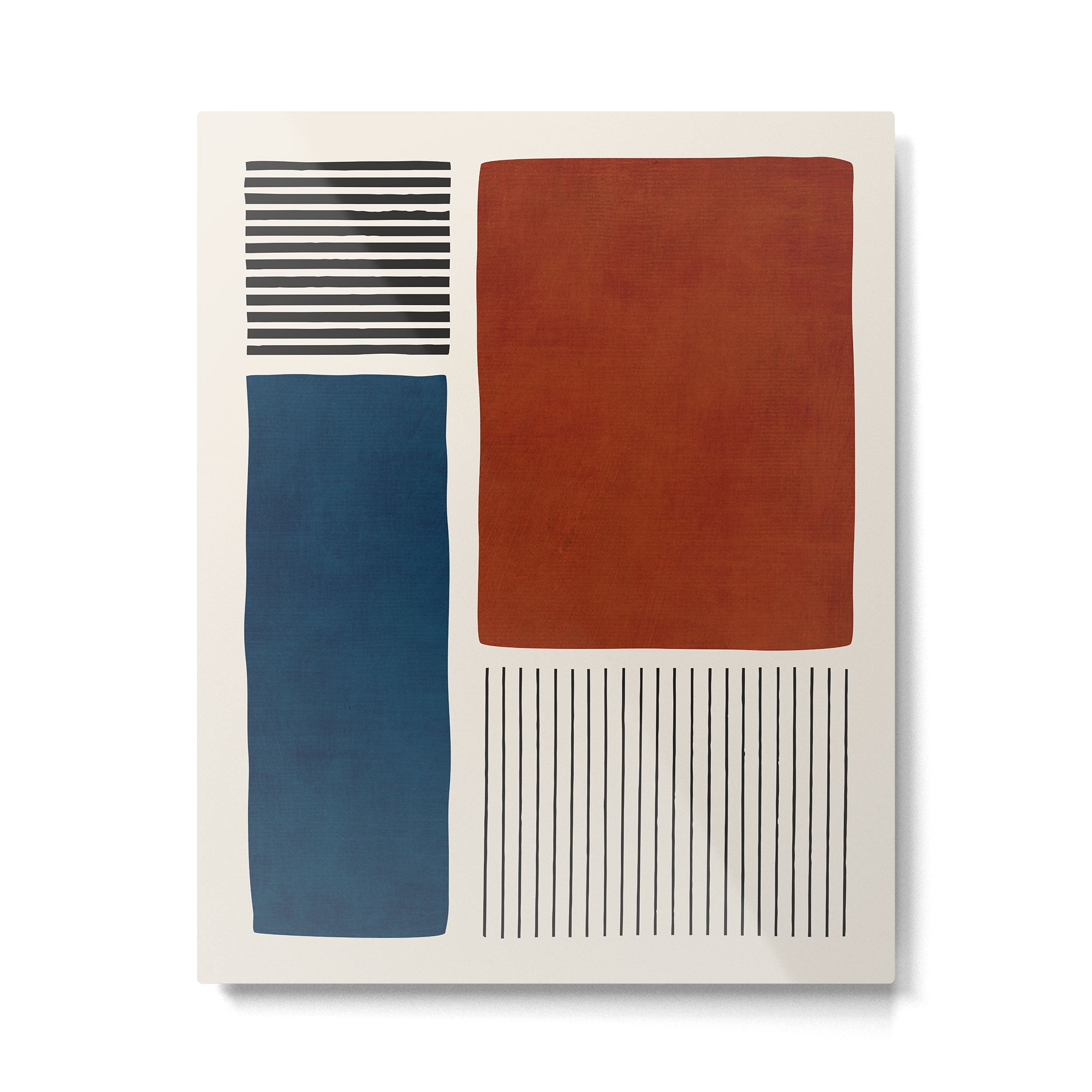 Red Rust Navy Blue Black Lines Metal Print Gallery Image 4