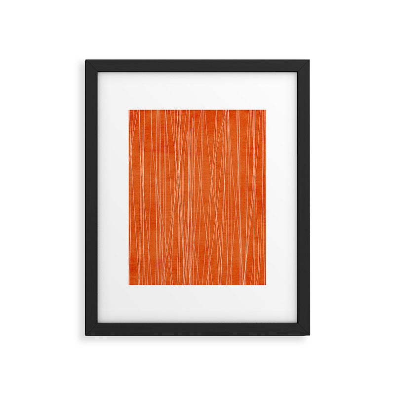 Rich Orange White Lines Artwork Framed Art Print Gallery Image 5