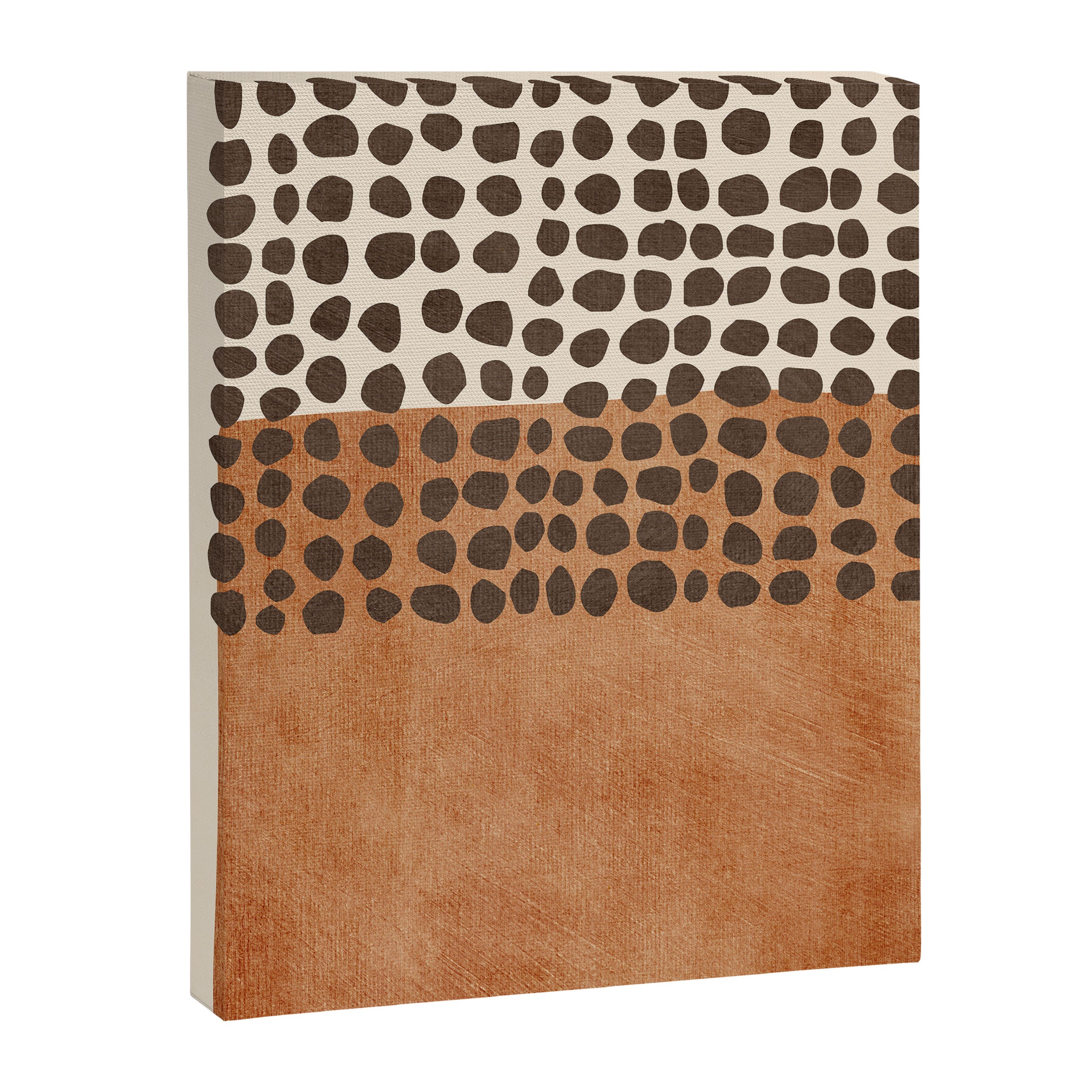 Rich Terracotta Black Dots Abstract Art Canvas Print Gallery Image 6