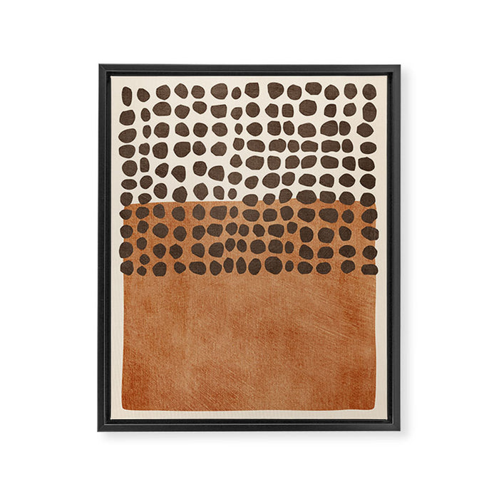 Rich Terracotta Black Dots Abstract Art Framed Canvas Print Gallery Image 1