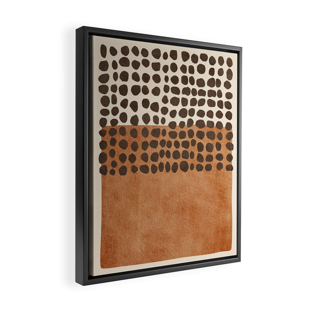 Rich Terracotta Black Dots Abstract Art Framed Canvas Print Gallery Image 2