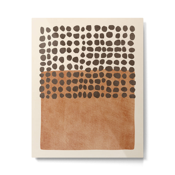 Rich Terracotta Black Dots Abstract Art Metal Print Gallery Image 1