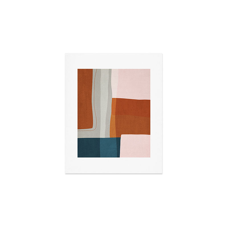 Rust Navy Gray Modern Abstract Art Print Gallery Image 1