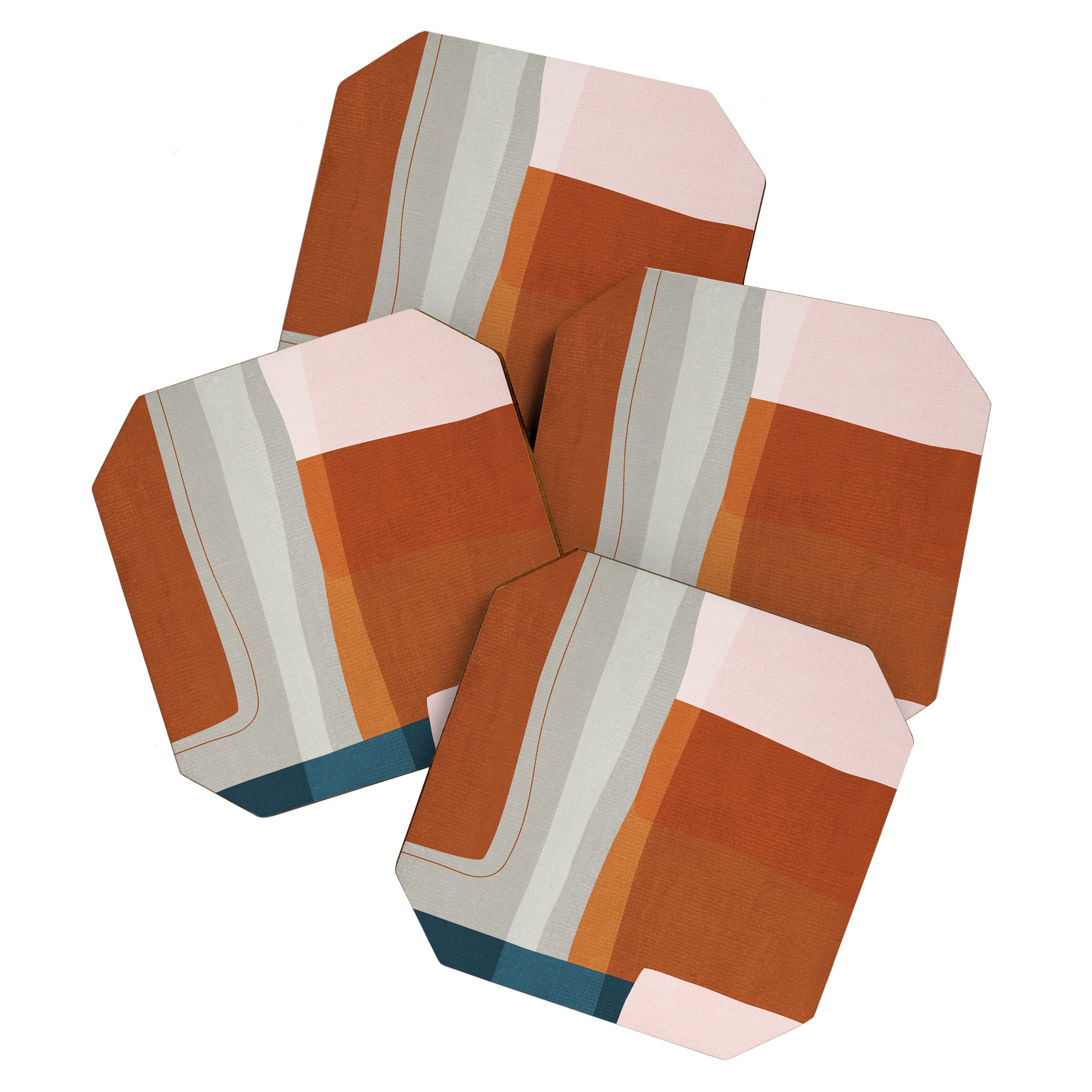 Rust Navy Gray Modern Abstract Coaster Gallery Image 1