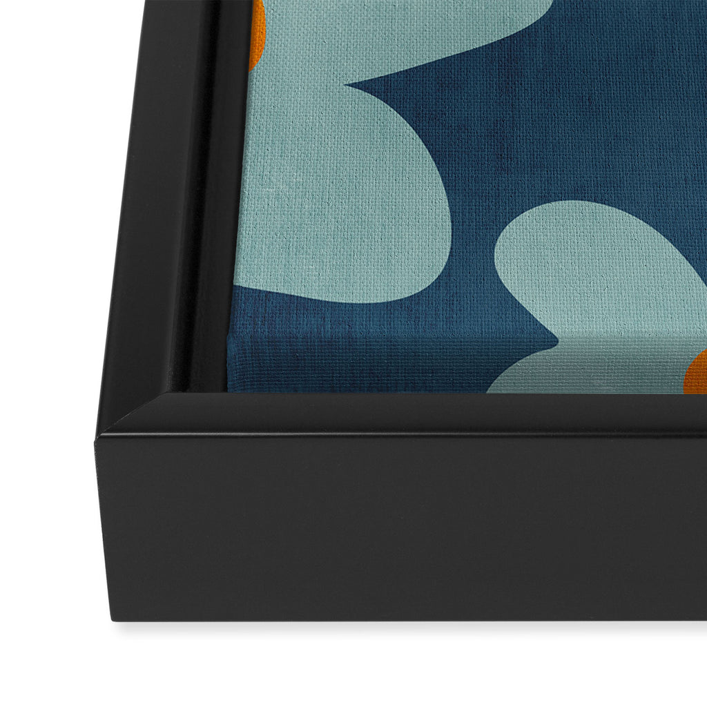 Sky Blue Orange Flowers Minimalist Artwork Framed Canvas Print Gallery Image 3