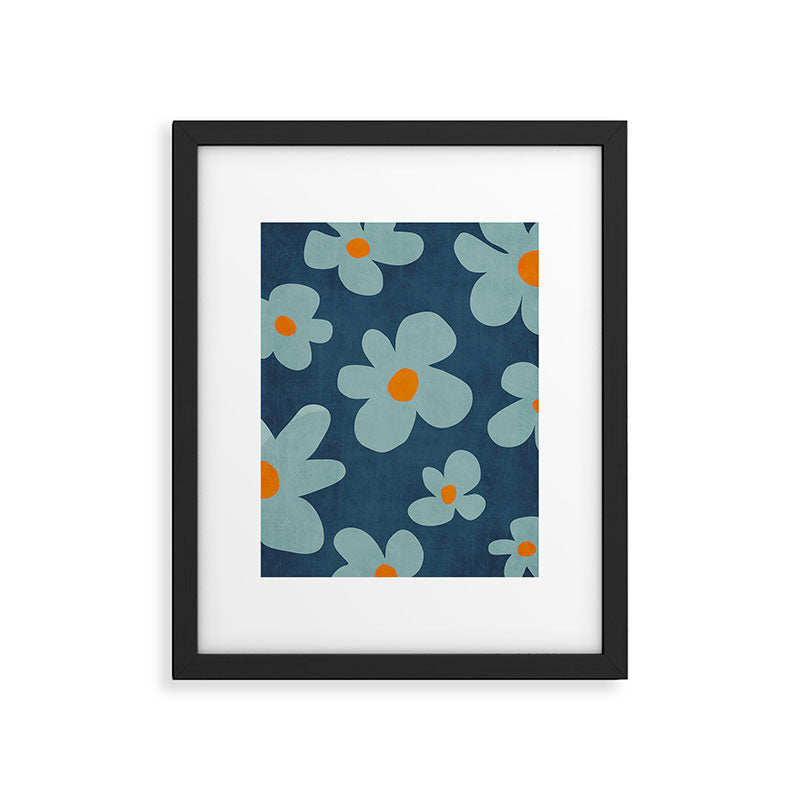 Sky Blue Orange Flowers Minimalist Artwork Framed Art Print Gallery Image 5
