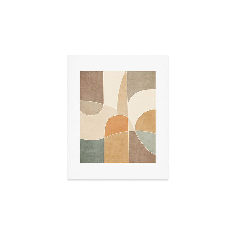 Soft Brown Tan Green Beige Modern Artwork Art Print Gallery Image 1