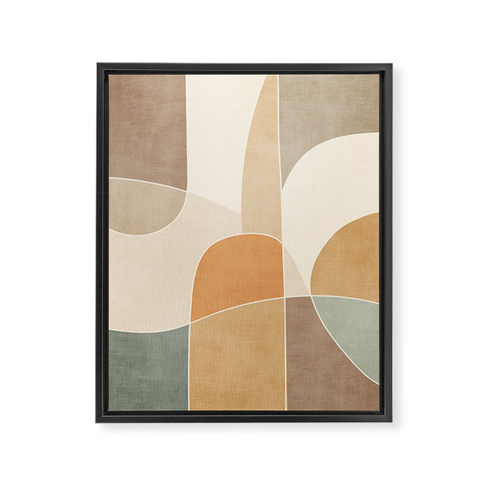 Soft Brown Tan Green Beige Modern Artwork Framed Canvas Print Gallery Image 1