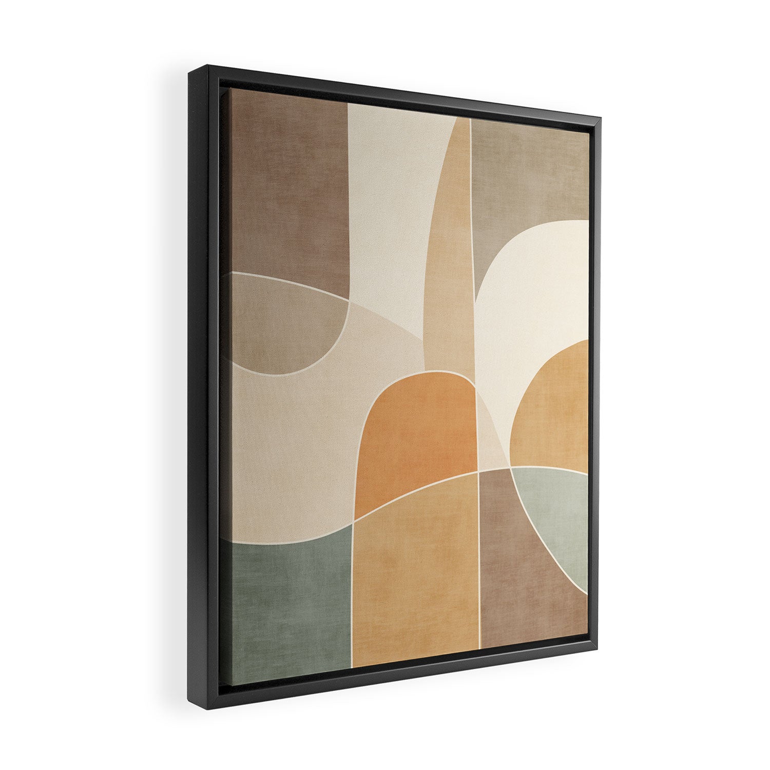 Soft Brown Tan Green Beige Modern Artwork Framed Canvas Print Gallery Image 2