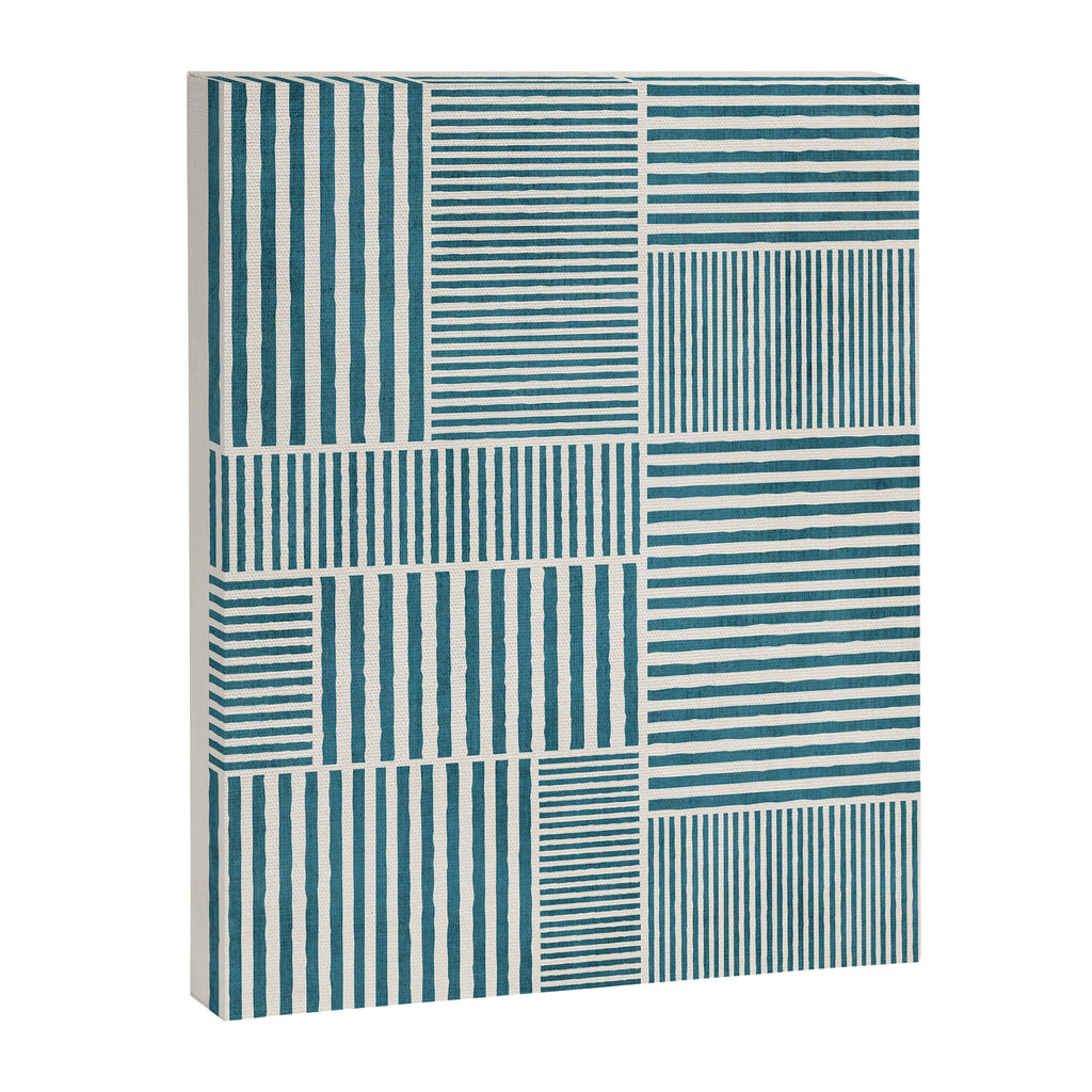 Teal Bold Lines Geometric Composition Artwork Canvas Print Gallery Image 6