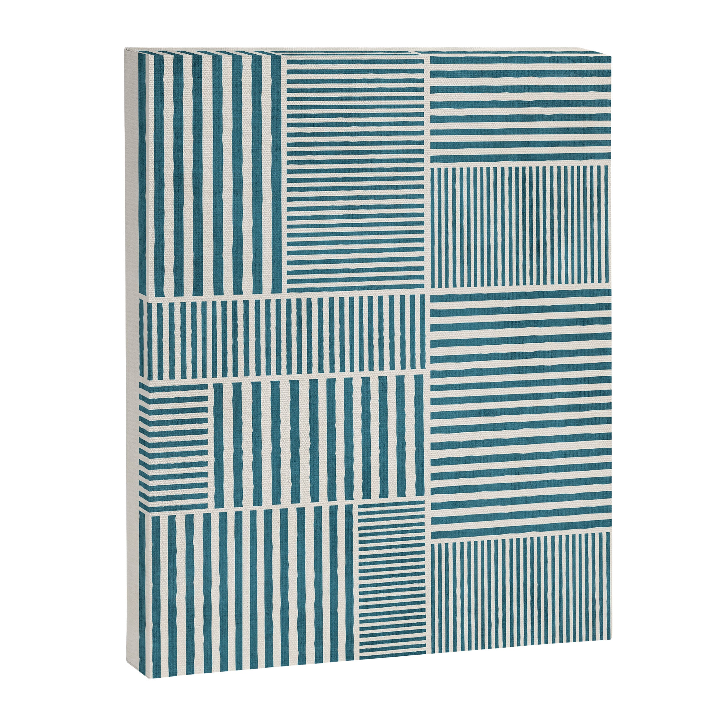 Teal Bold Lines Geometric Composition Artwork Canvas Print Gallery Image 6
