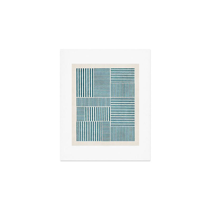 Teal Bold Lines Geometric Composition Artwork Art Print Gallery Image 1