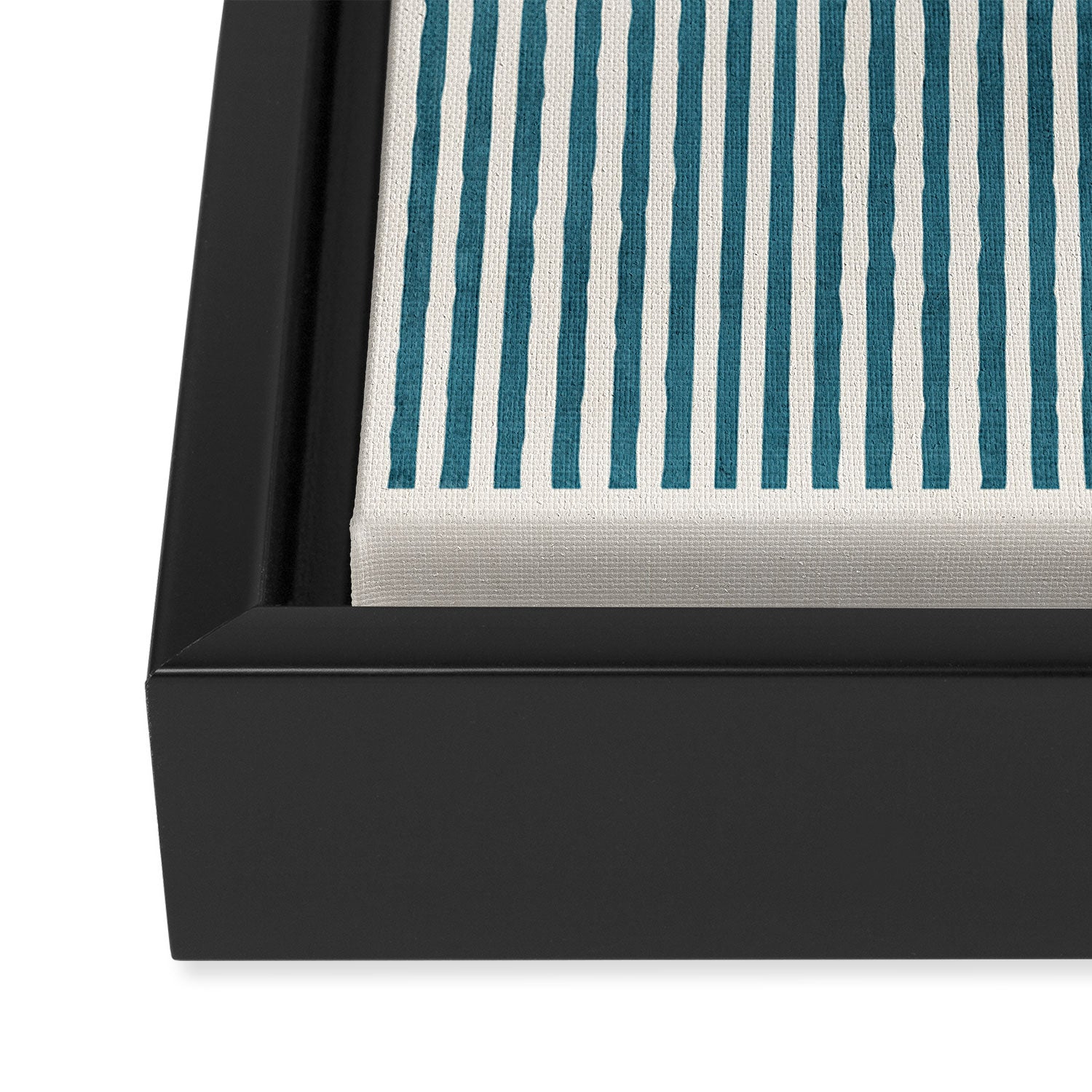 Teal Bold Lines Geometric Composition Artwork Framed Canvas Print Gallery Image 3