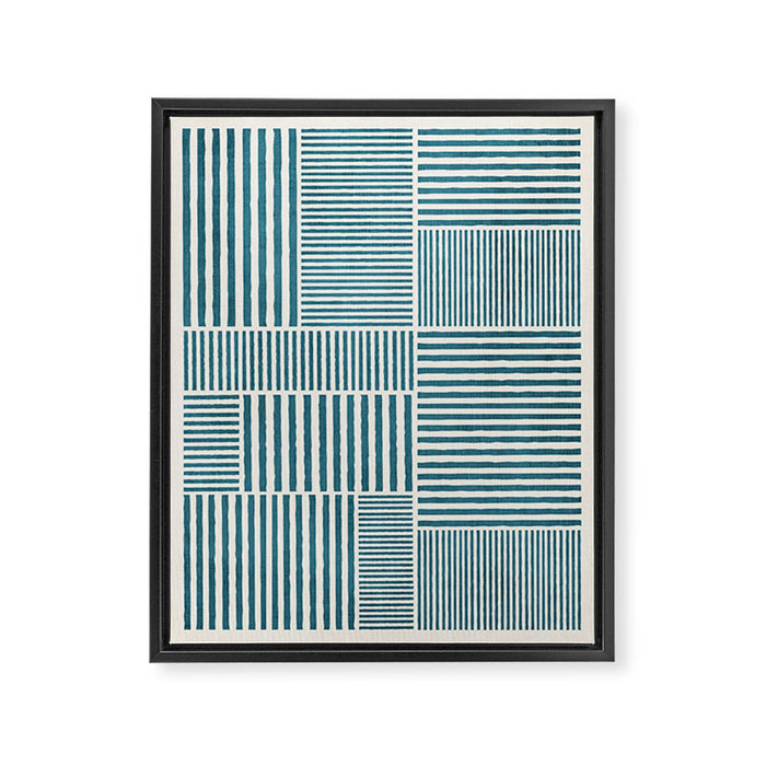 Teal Bold Lines Geometric Composition Artwork Framed Canvas Print Gallery Image 1