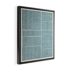 Teal Bold Lines Geometric Composition Artwork Framed Canvas Print Gallery Image 2