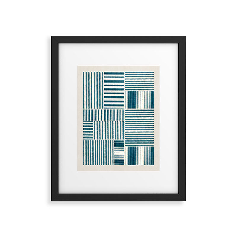 Teal Bold Lines Geometric Composition Artwork Framed Art Print Gallery Image 5