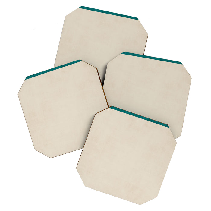 Teal Cream Minimalist Artwork Coaster Gallery Image 1