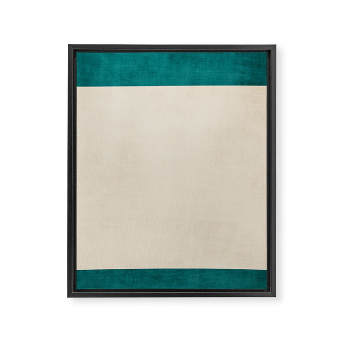 Teal Cream Minimalist Artwork Framed Canvas Print Gallery Image 1