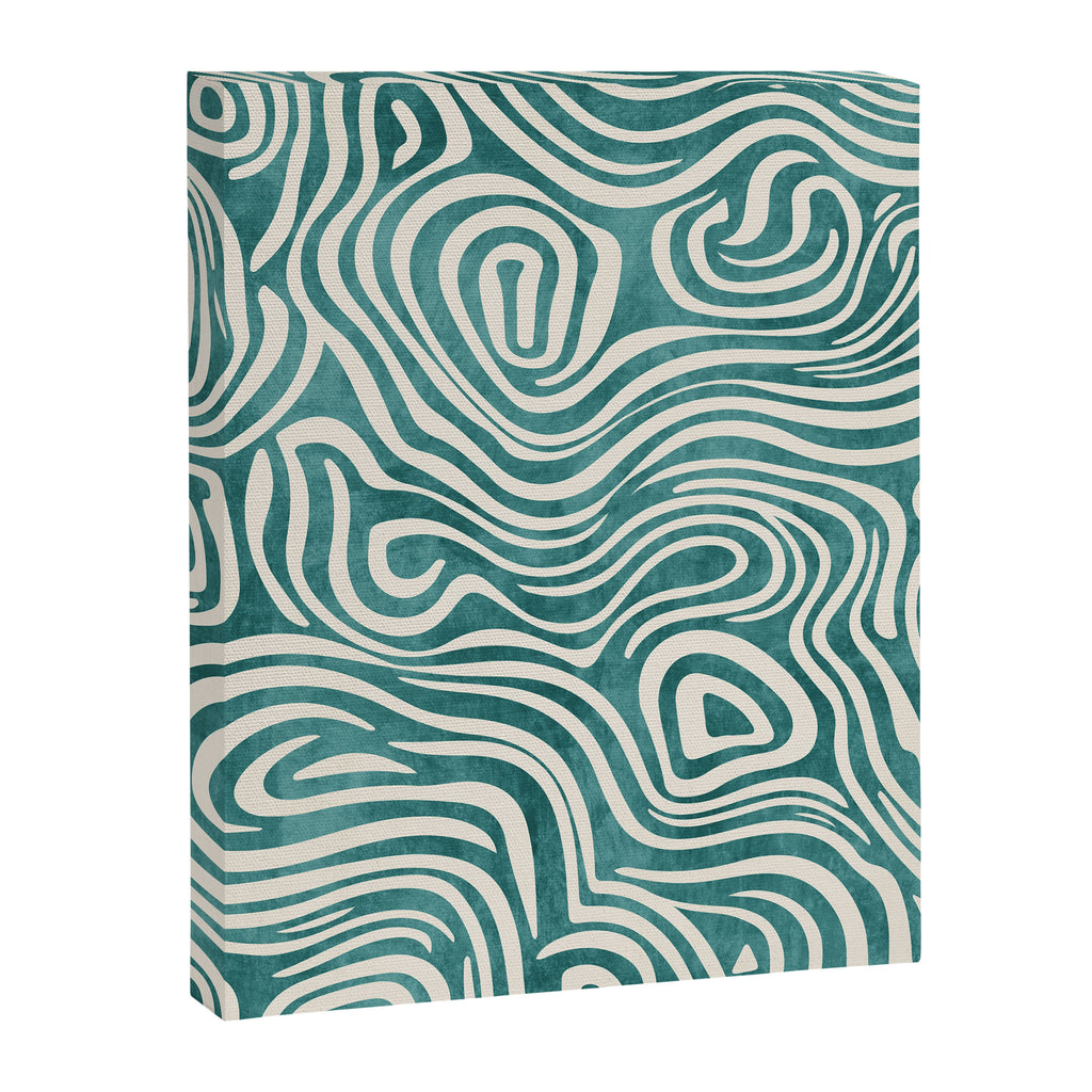 Teal Green Swirl Pattern Modern Decor Canvas Print Gallery Image 6
