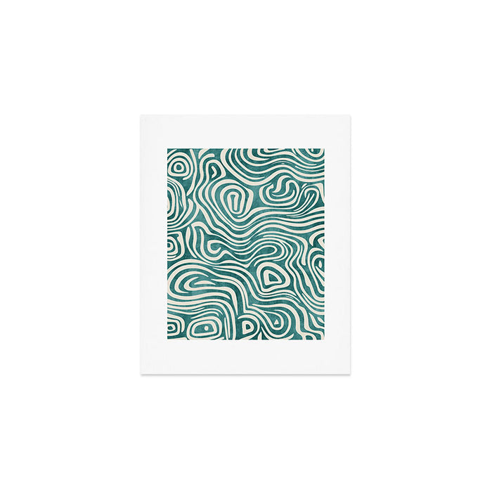 Teal Green Swirl Pattern Modern Decor Art Print Gallery Image 1