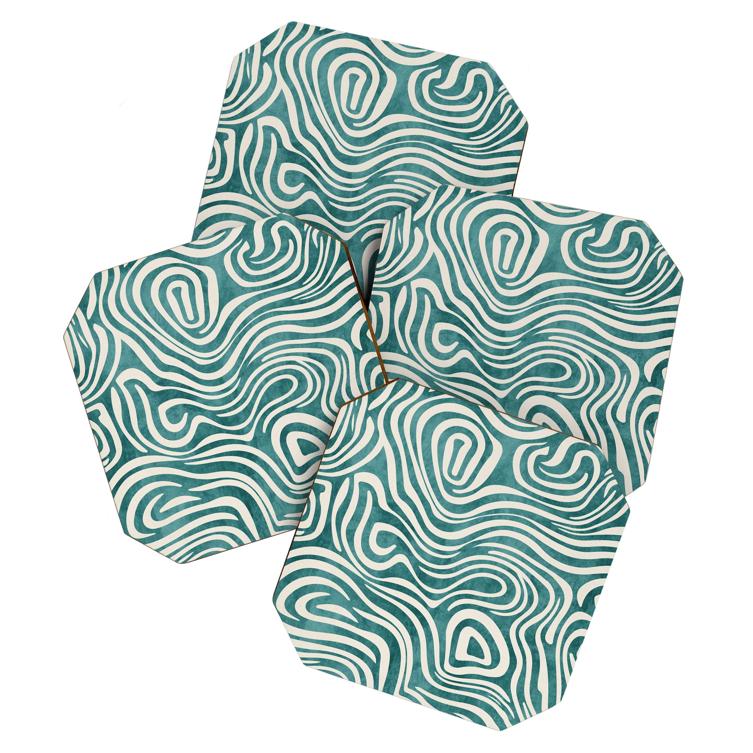 Teal Green Swirl Pattern Modern Decor Coaster Gallery Image 1