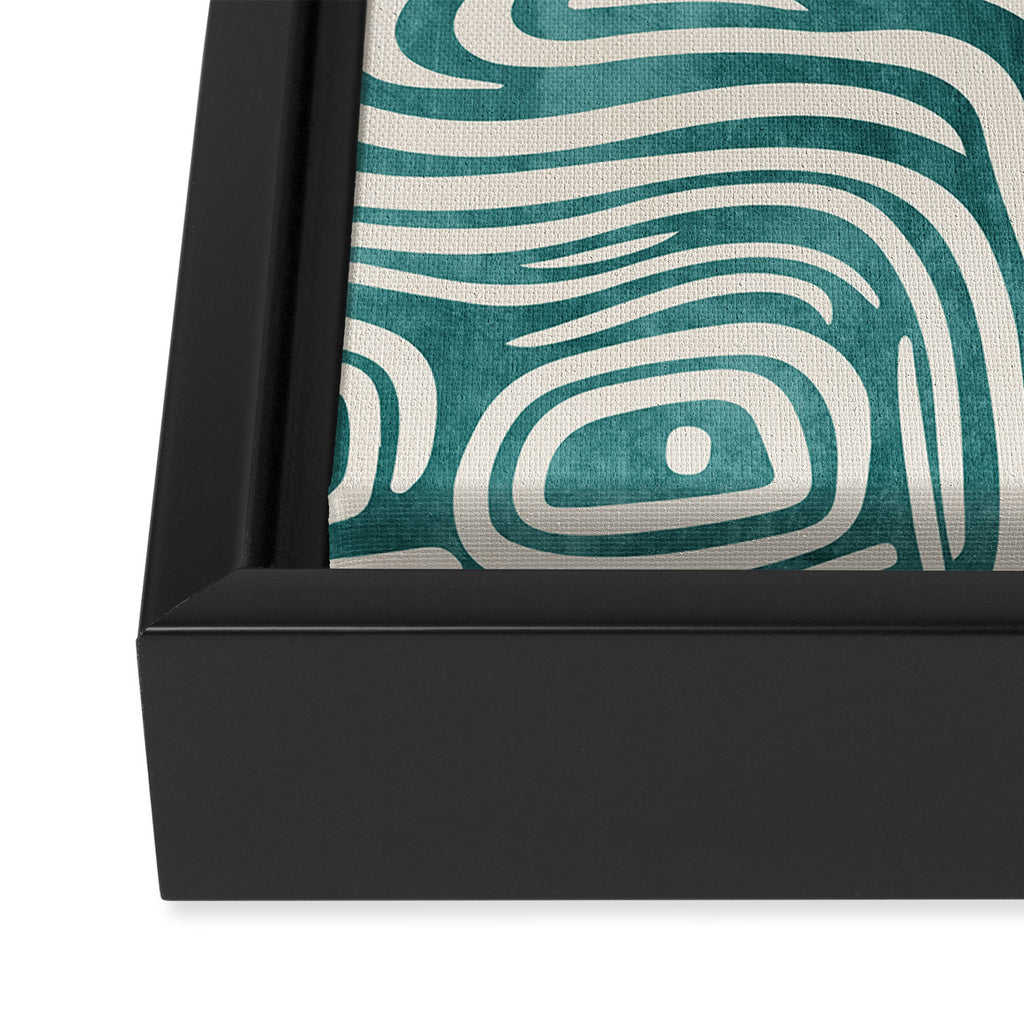 Teal Green Swirl Pattern Modern Decor Framed Canvas Print Gallery Image 3