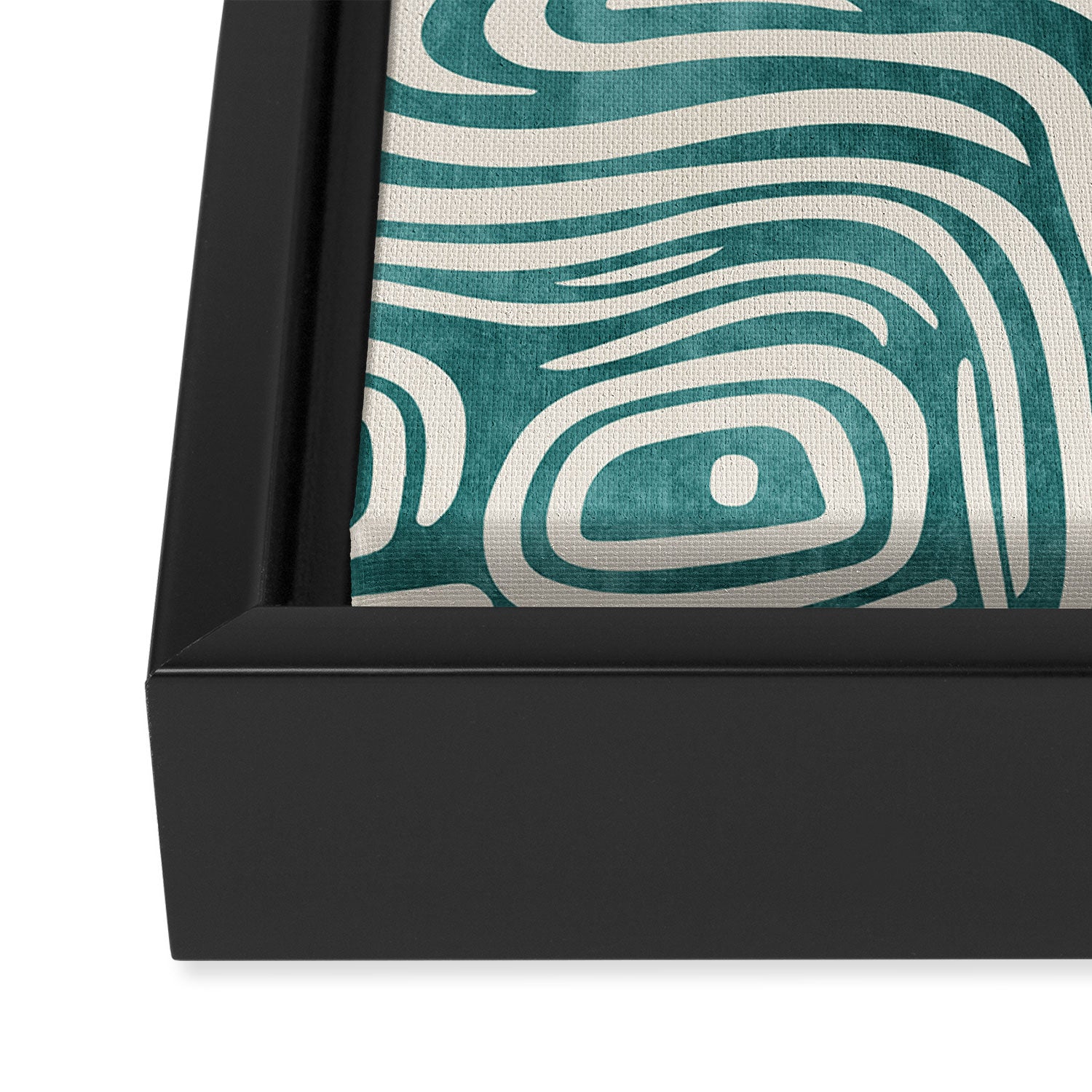 Teal Green Swirl Pattern Modern Decor Framed Canvas Print Gallery Image 3