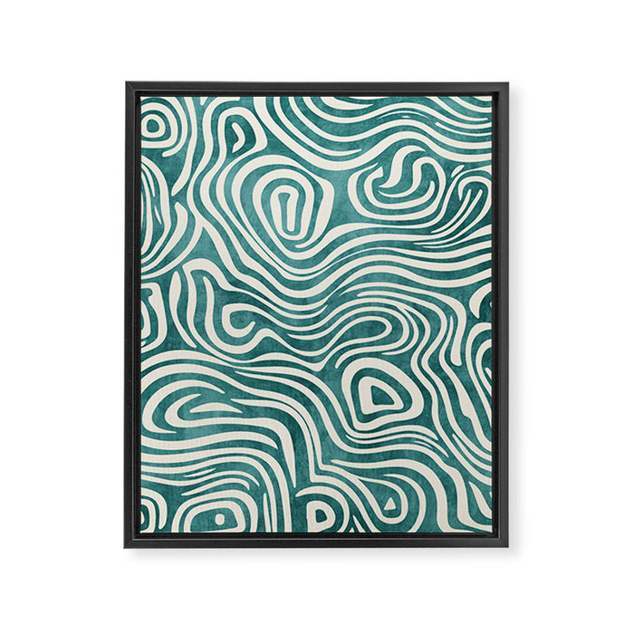 Teal Green Swirl Pattern Modern Decor Framed Canvas Print Gallery Image 1