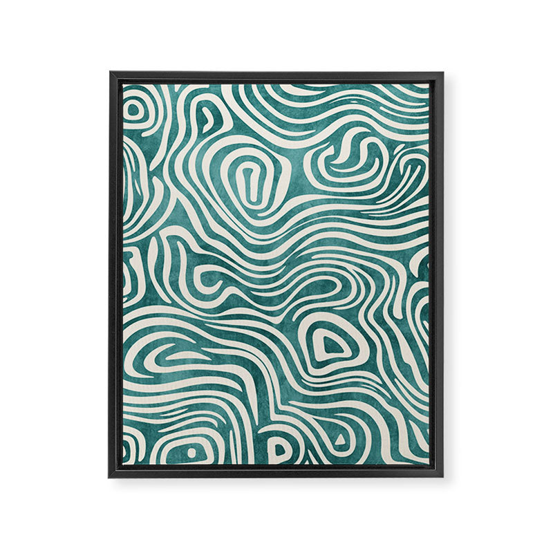 Teal Green Swirl Pattern Modern Decor Framed Canvas Print Gallery Image 6