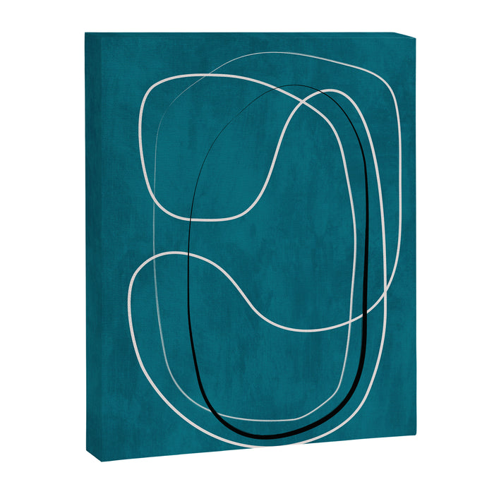 Teal Line Art Black White Modern Artwork Canvas Print Gallery Image 1