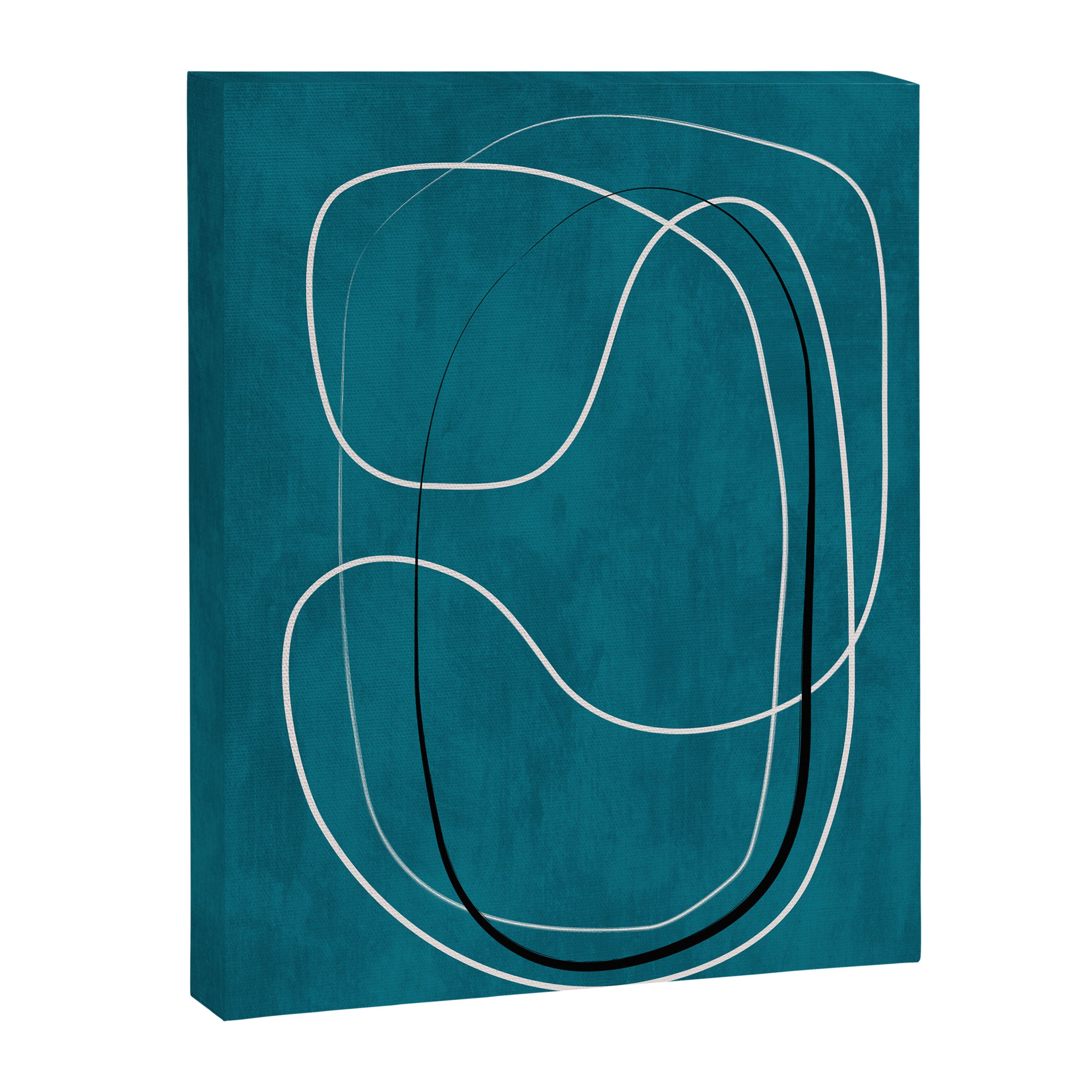 Teal Line Art Black White Modern Artwork Canvas Print Gallery Image 6