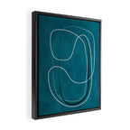 Teal Line Art Black White Modern Artwork Framed Canvas Print Gallery Image 2