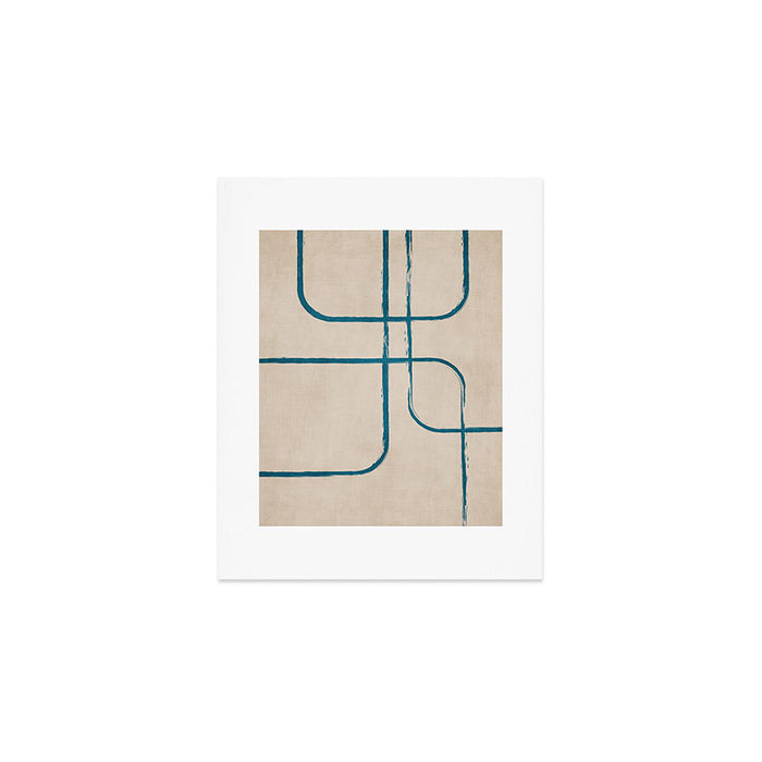 Teal Lines Light Beige Painting Minimalist Geometric Artwork Art Print Gallery Image 1