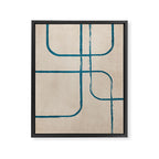 Teal Lines Light Beige Painting Minimalist Geometric Artwork Framed Canvas Print Gallery Image 6