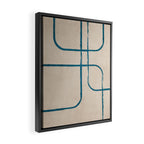 Teal Lines Light Beige Painting Minimalist Geometric Artwork Framed Canvas Print Gallery Image 2