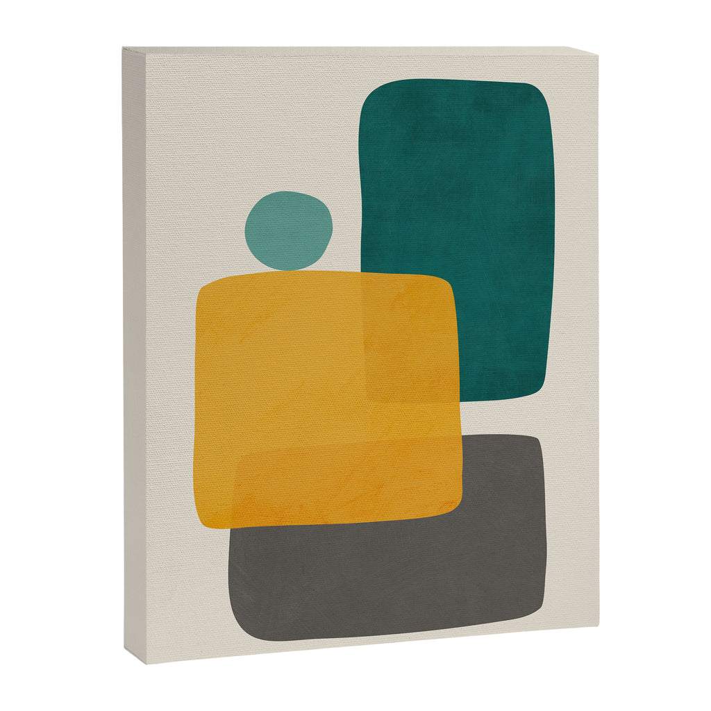 Teal Mustard Abstract Shapes 01 Canvas Print Gallery Image 6