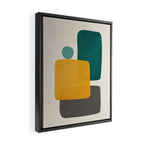 Teal Mustard Abstract Shapes 01 Framed Canvas Print Gallery Image 2