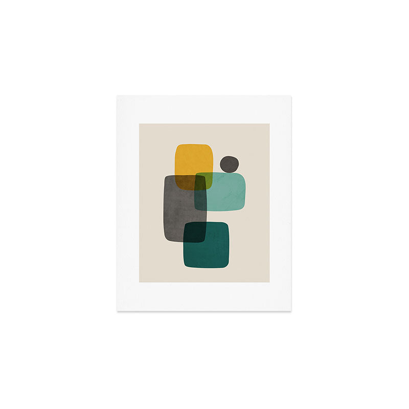 Teal Mustard Gray Art Art Print Gallery Image 1